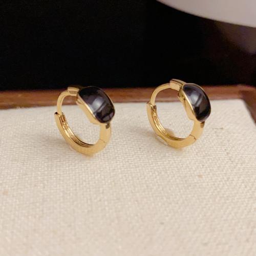 Pendientes de Palanca Hacia Atrás en Latón, metal, chapado en oro real, para mujer & esmalte, más colores para la opción, 13x6mm, Vendido por Par