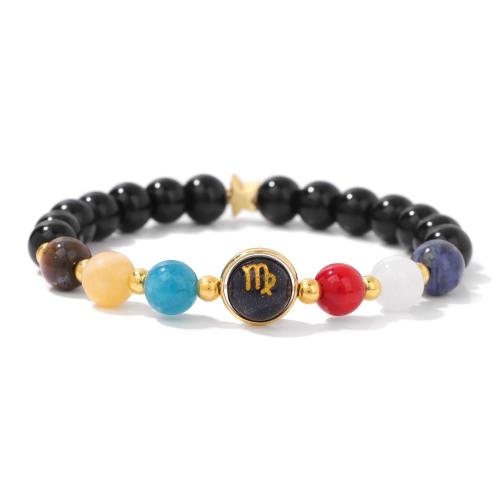 Gemstone Bracelets Zinc Alloy with Gemstone handmade Zodiac symbols jewelry & Unisex Sold By PC