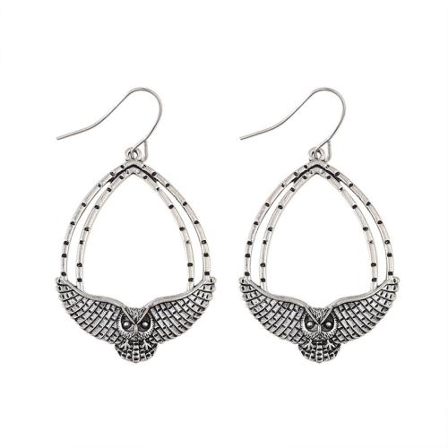 Tibetan Style Drop Earrings, plated, for woman & hollow, silver color, Sold By PC