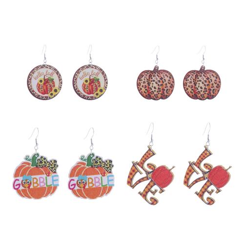 Tibetan Style Drop Earrings, with Wood, printing, different styles for choice & for woman, more colors for choice, Sold By Pair