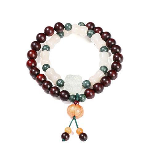 Santos Rose Wood Bracelet with Ice Jade handmade Double Layer & for woman beads length 8mm 6mm Length Approx 6-7 Inch Sold By PC