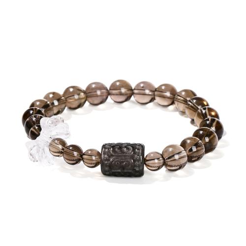 Smoky Quartz Bracelet, with Silver Obsidian, Bowknot, handmade, fashion jewelry & for woman, beads length 8mm, 6mm, Length:Approx 6-7 Inch, Sold By PC