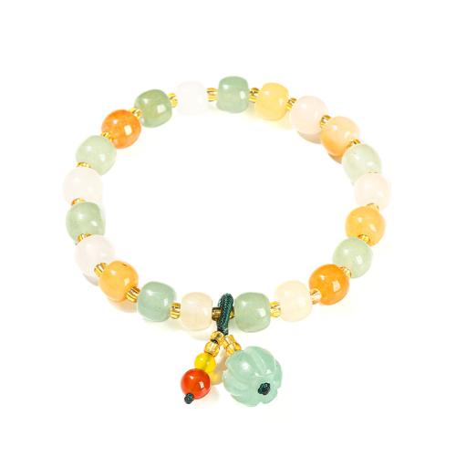 Jade Bracelet, Pumpkin, handmade, vintage & for woman, beads length 7-8mm, Length:Approx 6-7 Inch, Sold By PC