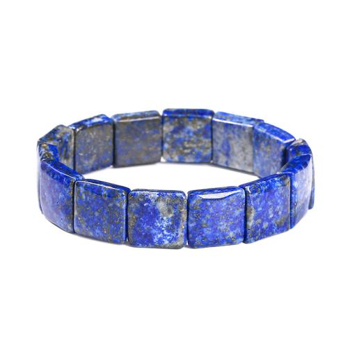 Lapis Lazuli Bracelet, Square, handmade, fashion jewelry & Unisex, beads length 14-15mm, Length:Approx 6-8 Inch, Sold By PC