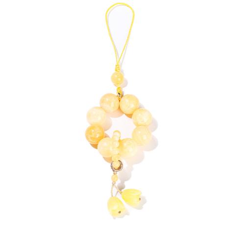 Jade brun pâle Ornements suspendus, avec cire d'abeille & cordon de polyester, moitié à la main, Vintage, grade AAA, beads length 12mm, Longueur:Environ 17 cm, Vendu par PC