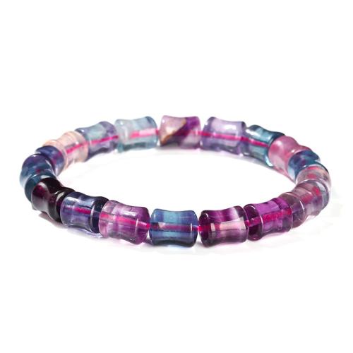 Fluorita de colores Pulsera, Bambú, hecho a mano, Joyería & para mujer, beads size 10x8mm, longitud:aproximado 6-7 Inch, Vendido por UD