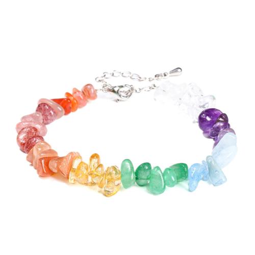 Cristal naturel bracelet, avec fer, avec 2inch chaînes de rallonge, Irrégulière, fait à la main, bijoux de mode & pour femme, beads length 5-8mm, Longueur:Environ 6.7 pouce, Vendu par PC