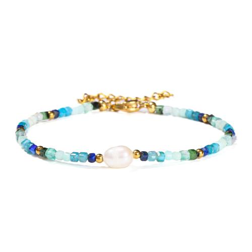 Pierre naturelle bracelet, avec perle de plastique & Acier inoxydable 304, avec 2inch chaînes de rallonge, fait à la main, bijoux de mode & pour femme, beads length 2.5mm, Longueur:Environ 6.3 pouce, Vendu par PC