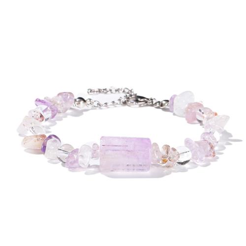 Super Seven Crystal Bracelet, with Amethyst & 304 Stainless Steel, handmade, fashion jewelry & for woman, beads length 5-8mm, Length:Approx 6-7 Inch, Sold By PC