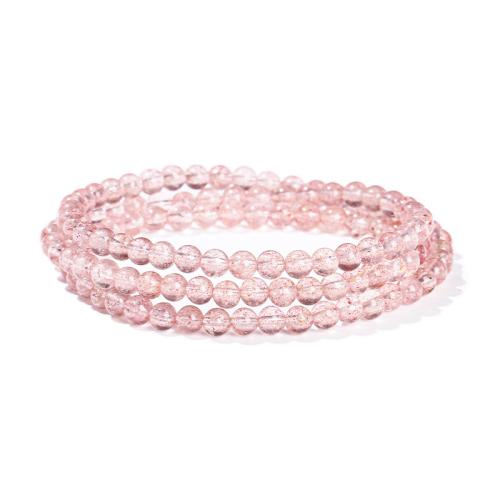 Strawberry Quartz Bracelet, Round, multilayer & for woman, beads length 4-5mm, Length:Approx 18-21 Inch, Sold By PC