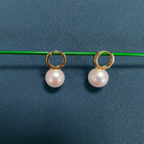 Laiton Leverback boucle d'oreille, avec Shell Pearl, bijoux de mode & pour femme, blanc, 25mm, Vendu par paire