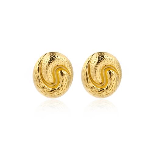 Boucle d'oreille de gaujon en acier inoxydable, Acier inoxydable 304, Plaqué or 18K, bijoux de mode & pour femme, doré, 26x22mm, Vendu par paire