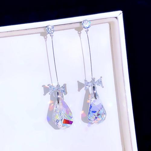 Crystal Earrings, with Tibetan Style, fashion jewelry & for woman, 52mm, Sold By Pair