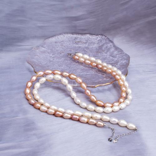 925 Sterling Silver Pearl Necklace Freshwater Pearl with 925 Sterling Silver fashion jewelry & for woman Length Approx 45 cm Sold By PC