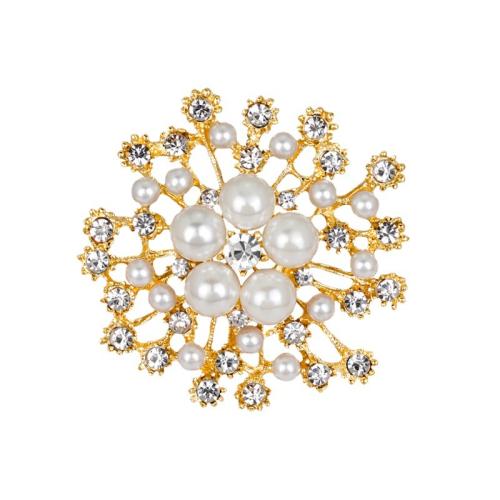 Rhinestone Brooch, Tibetan Style, with Plastic Pearl, for woman & with rhinestone, more colors for choice, 47x47mm, Sold By PC