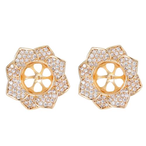 Brass Earring Stud Component, DIY & different styles for choice & micro pave cubic zirconia, Sold By Pair