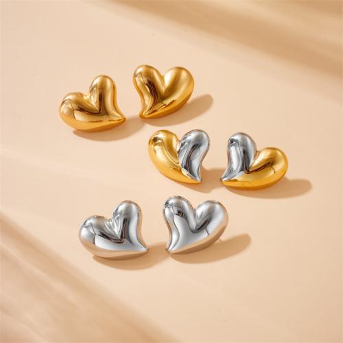 Stainless Steel Stud Earrings, 304 Stainless Steel, Heart, fashion jewelry & for woman, more colors for choice, 28x30mm, Sold By Pair