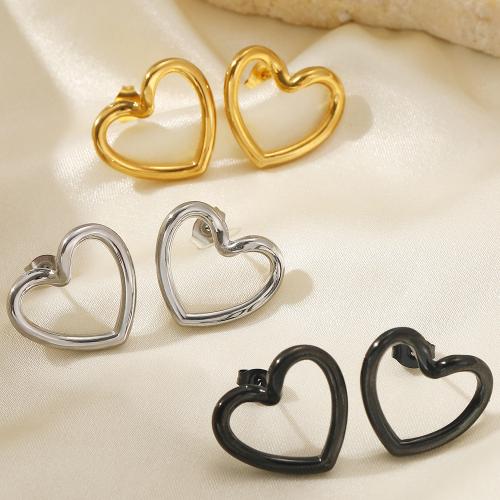 Stainless Steel Stud Earrings, 304 Stainless Steel, Heart, fashion jewelry & for woman, more colors for choice, 18x15mm, Sold By PC