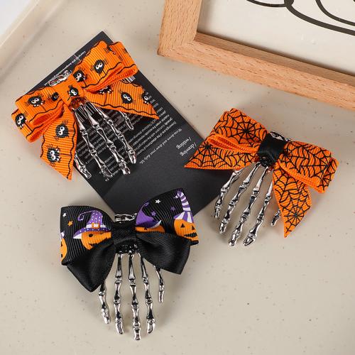 Alligator Hair Clip, Tibetan Style, with Cloth, Halloween Design & different designs for choice & for woman, 60x55mm, Sold By PC