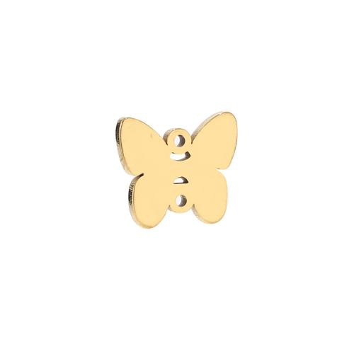 Stainless Steel Animal Pendants, 304 Stainless Steel, Butterfly, DIY, golden, 14x12mm, Sold By PC