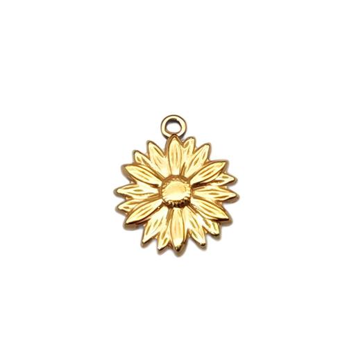 Edelstahl Schmuck Anhänger, 304 Edelstahl, Blume, DIY, goldfarben, 19x21.50mm, verkauft von PC