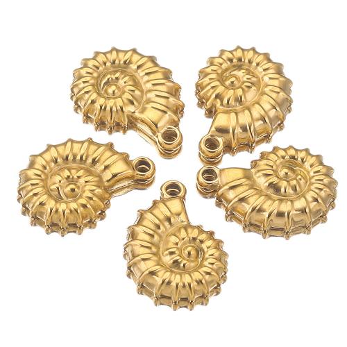 Stainless Steel Pendants, 304 Stainless Steel, Conch, Vacuum Ion Plating, DIY, golden, 22x16mm, Sold By PC