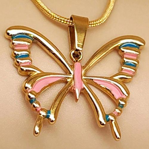 Stainless Steel Animal Pendants, 304 Stainless Steel, Butterfly, Vacuum Ion Plating, DIY & enamel, 25x20mm, Sold By PC