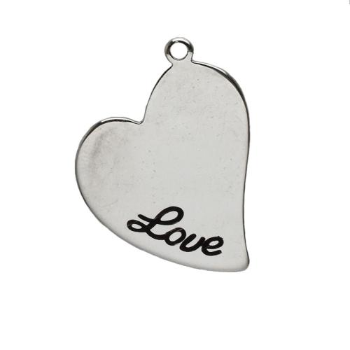 Stainless Steel Heart Pendants, 304 Stainless Steel, DIY, original color, 20x25x0.90mm, Sold By PC