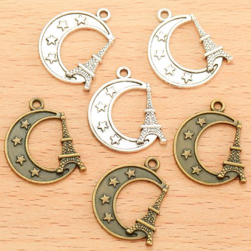 Tibetan Style Moon Pendants, plated, DIY, more colors for choice, 22x20mm, 100PCs/Bag, Sold By Bag