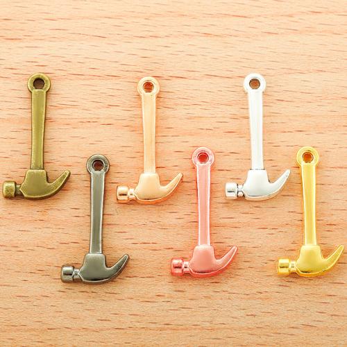 Zinc Alloy Tool Pendler, hammer, forgyldt, du kan DIY, flere farver til valg, 25x13mm, 100pc'er/Bag, Solgt af Bag