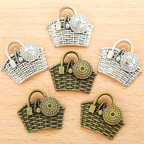 Tibetan Style Pendants, Basket, plated, DIY, more colors for choice, 25x22mm, 100PCs/Bag, Sold By Bag