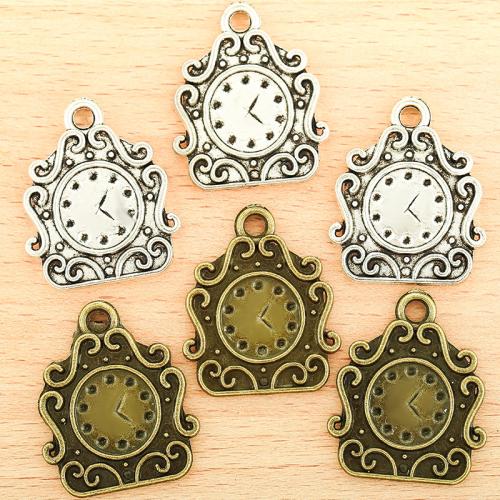 Tibetan Style Pendants, Clock, plated, DIY, more colors for choice, 30x25mm, 100PCs/Bag, Sold By Bag