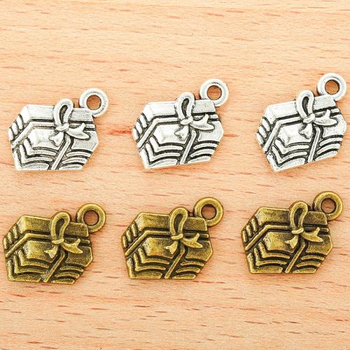 Tibetan Style Pendants, gift shape, plated, DIY, more colors for choice, 17x12mm, 100PCs/Bag, Sold By Bag