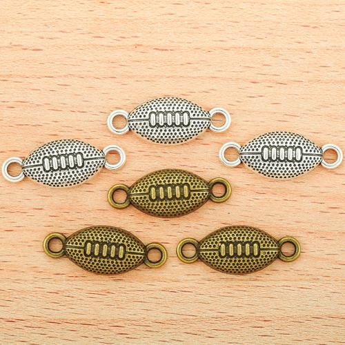 Tibetan Style Connector, Rugby Ball, plated, DIY & 1/1 loop, more colors for choice, 25x10mm, 100PCs/Bag, Sold By Bag