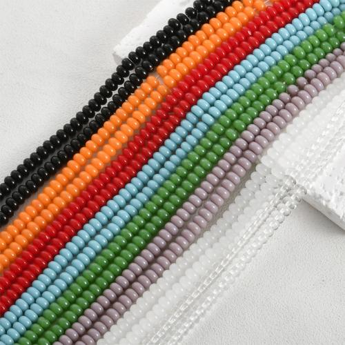 Abalorios de Cristal, Vidrio, Bricolaje, más colores para la opción, 2x4mm, agujero:aproximado 0.5mm, aproximado 46PCs/Sarta, Vendido por Sarta