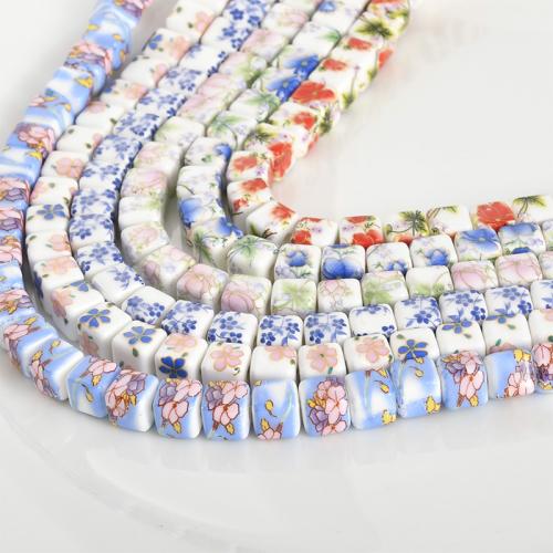 Perles bijoux en porcelaine, Carré, DIY, plus de couleurs à choisir, 8.50x8.25mm, Trou:Environ 2mm, Vendu par PC