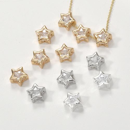 Cubic Zirconia Micro Pave Brass Beads Star plated DIY & micro pave cubic zirconia nickel lead & cadmium free Sold By PC