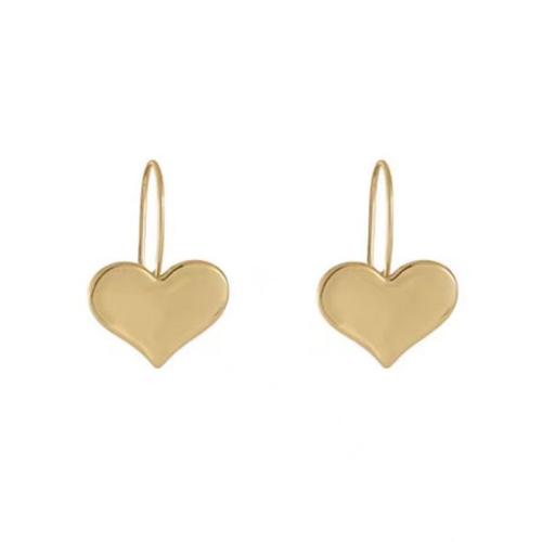 Pendientes de Palanca Hacia Atrás en Latón, metal, Corazón, chapado en oro real, para mujer, más colores para la opción, 25x16mm, Vendido por Par