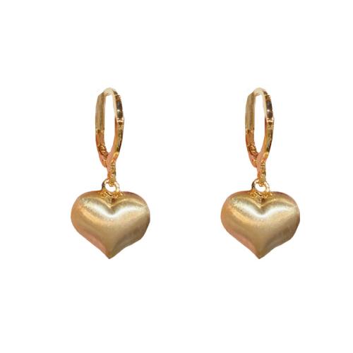 Huggie Hoop Drop Earring Brass Heart real gold plated for woman gold Sold By Pair