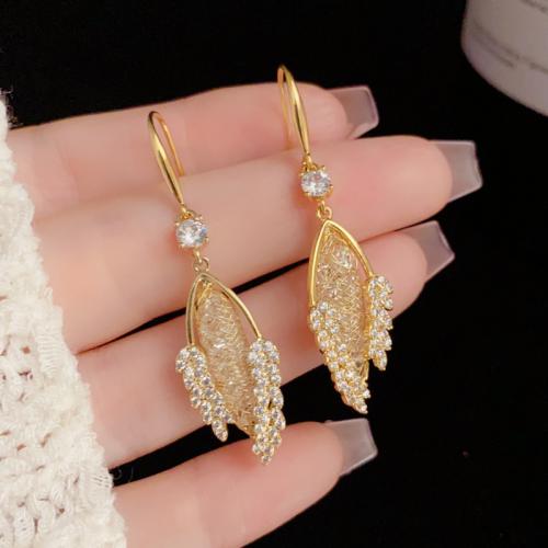 Cubic Zirconia Micro Pave Brass Earring real gold plated micro pave cubic zirconia & for woman gold Sold By Pair