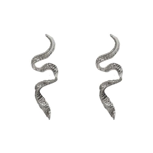 Ottone stallone orecchino, Serpente, placcato oro vero, per la donna, nessuno, 31x10mm, Venduto da coppia