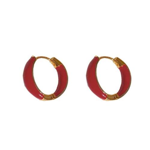 Ottone Leverback Orecchini, placcato oro vero, per la donna & smalto, oro, 17x18mm, Venduto da coppia