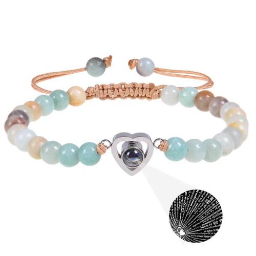 Titanium Steel Miniature Projection Bracelet, with Polyester Cord & Gemstone, plated, different materials for choice & Unisex, more colors for choice, Length:Approx 16 cm, Sold By PC