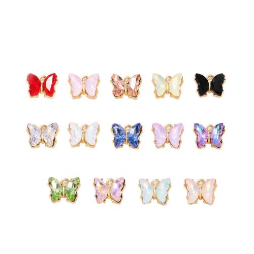 Colgante Cristal en Aleación de Zinc con, con Vidrio, Mariposa, chapado, Bricolaje & para mujer, más colores para la opción, 11x13mm, 20PCs/Bolsa, Vendido por Bolsa