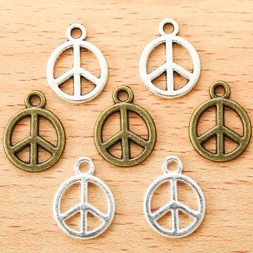 Wisiorki ze stopów cynku, Stop cynku, Logo Peace (pokój), Powlekane, DIY, dostępnych więcej kolorów, 16x13mm, 100komputery/torba, sprzedane przez torba