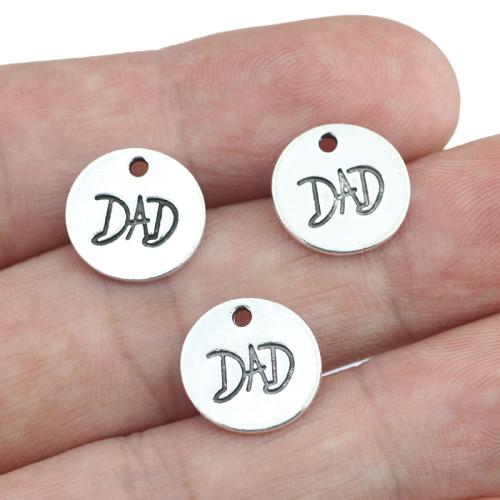 Zinc Alloy Pendants Round silver color plated DIY 10mm Sold By Bag