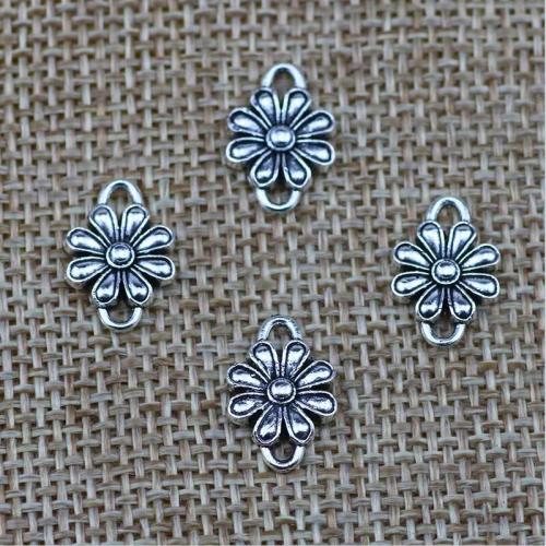 Fleur Tibetan Style connecteur, alliage de zinc, Plaqué de couleur d'argent, DIY & boucle de 1/1, 15x11mm, 100PC/sac, Vendu par sac