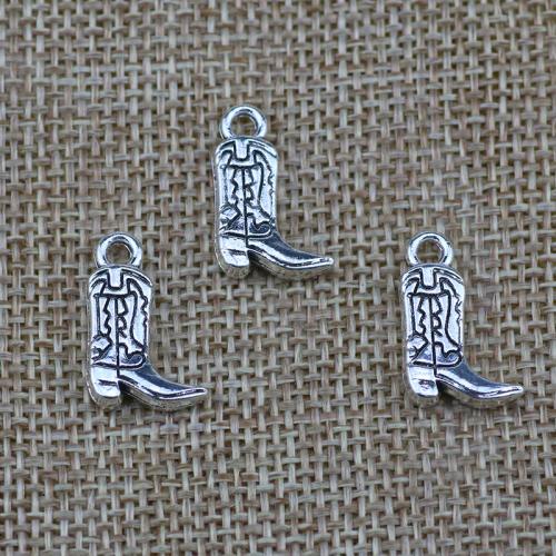 Tibetan Style Shoes Pendants, antique silver color plated, DIY, 18x11mm, 100PCs/Bag, Sold By Bag