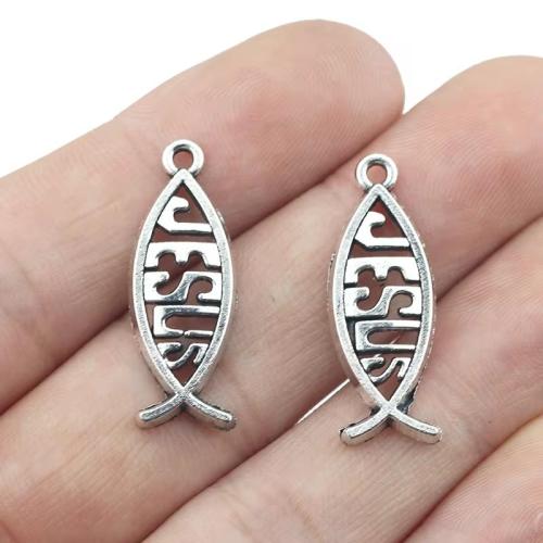 Tibetan Style Animal Pendants, Fish, antique silver color plated, DIY, 13x23mm, 100PCs/Bag, Sold By Bag