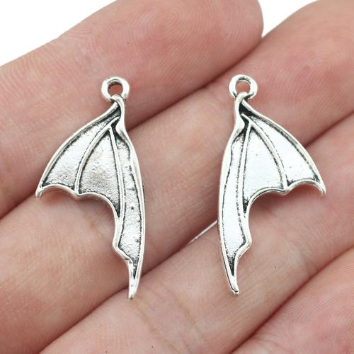 Wing Shaped Zinc Alloy Privjesci, Cink Alloy, starinski srebrne boje pozlaćen, možete DIY, 14x30mm, 100računala/Torba, Prodano By Torba